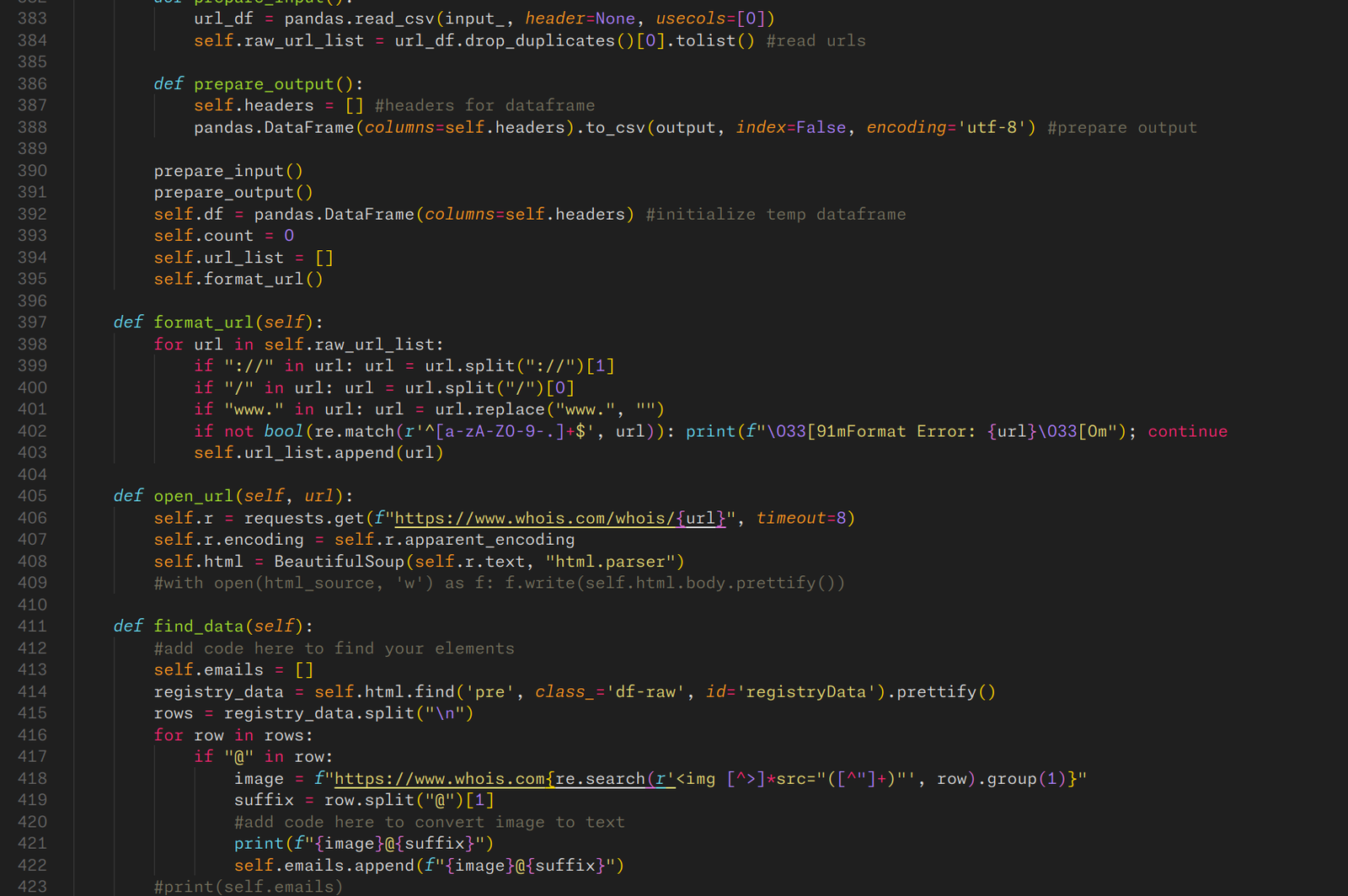 WHOIS Scraper source code